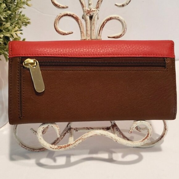 BANANA REPUBLIC Leather Red & Brown Wallet - Picture 7 of 14